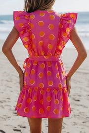 Ruffle Sleeve Polka Dot Mini Dress, model styling view