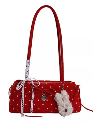 Polka Dot Shoulder Bag in Red, back view