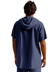 Casual Hooded Shirt With Button Placket