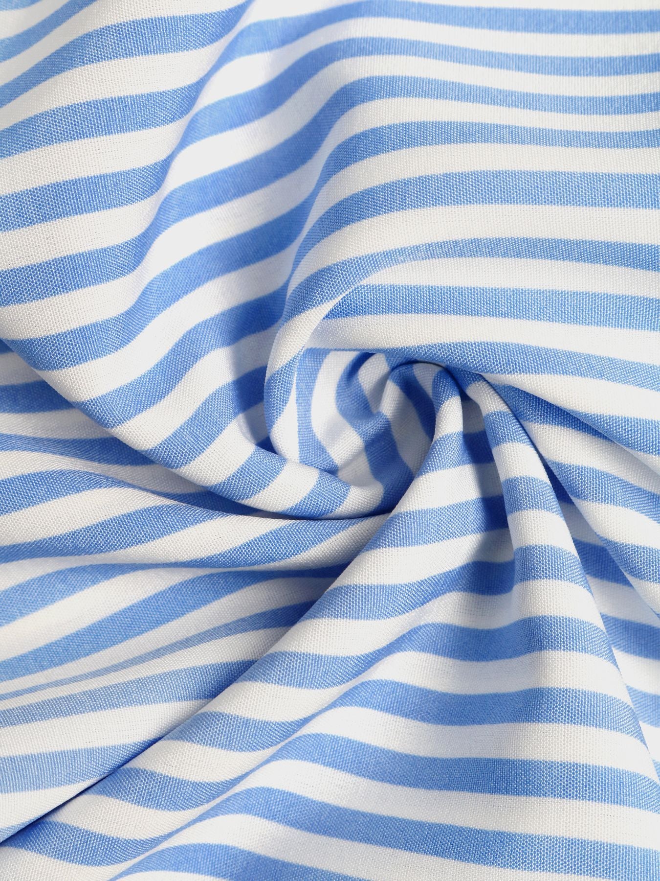 Blue and white striped midi dress fabric with elastane detail