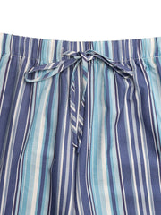Lively striped drawstring wide-leg pants in blue with a tie waist detail.