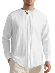 Men's Casual Pleated Long Sleeve Shirt Plus Size, alternate angle