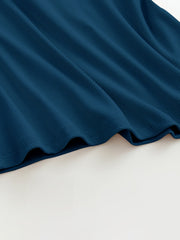 Peacock Blue ribbed halter tank top with built-in bra, close-up detail