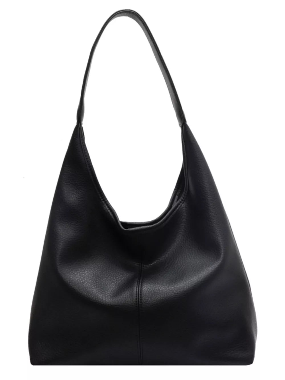 Black pebbled leather hobo shoulder bag with single strap