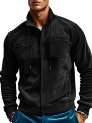 Casual Corduroy Jacket With Flap Pockets
