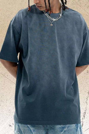 Men's dark gray oversized cotton t-shirt with crew neck and short sleeves.