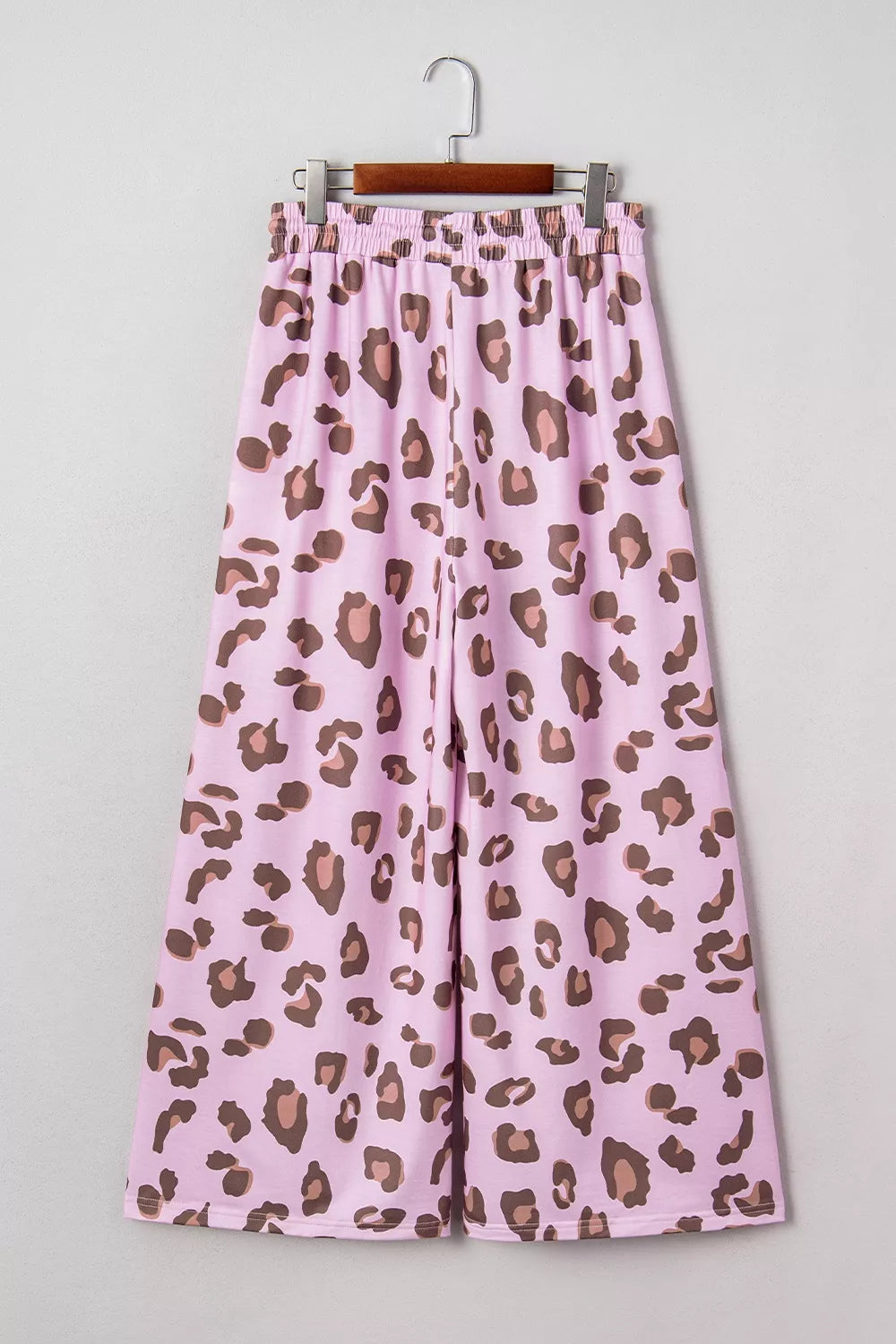 Drawstring Leopard Print Patch Pocket Pants in Dusty Pink, model styling view