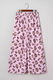 Drawstring Leopard Print Patch Pocket Pants in Dusty Pink, model styling view