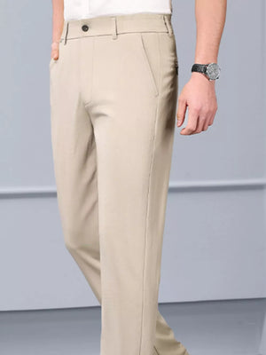 Khaki classic fit sweatpants with a straight leg and side pockets.
