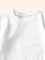 White cotton toddler crew-neck t-shirt with reinforced neckline stitching