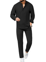 Casual Olive Two-piece Men's Set