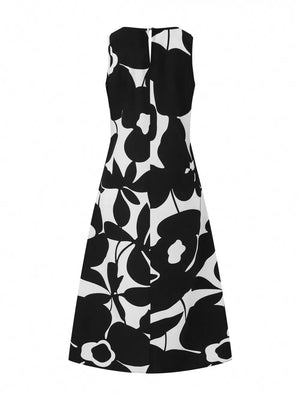Sleeveless Floral Maxi Dress in Black, model styling view