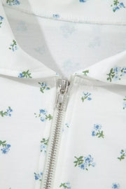 Floral Print Two-piece Set With Zipper