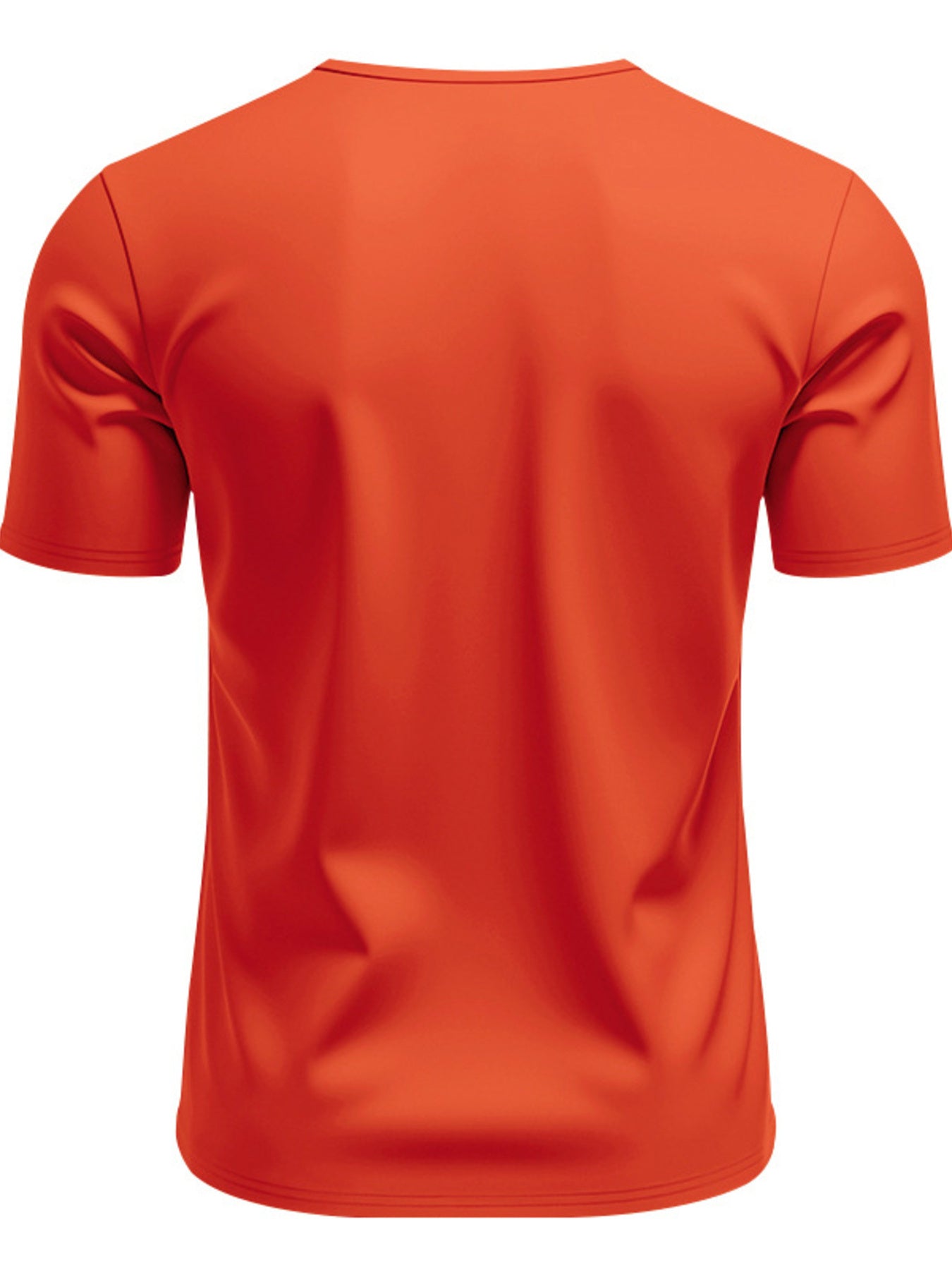 Orange v-neck tee with short sleeves and a plain design.