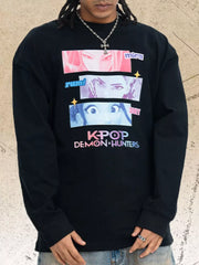 Crew-neck Graphic Top in White, front view