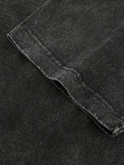 Acid wash oversized crew neck tee in Washed Black showing textured fabric detail.