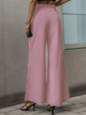 High-waisted Wide-leg Pants in Pink, product detail