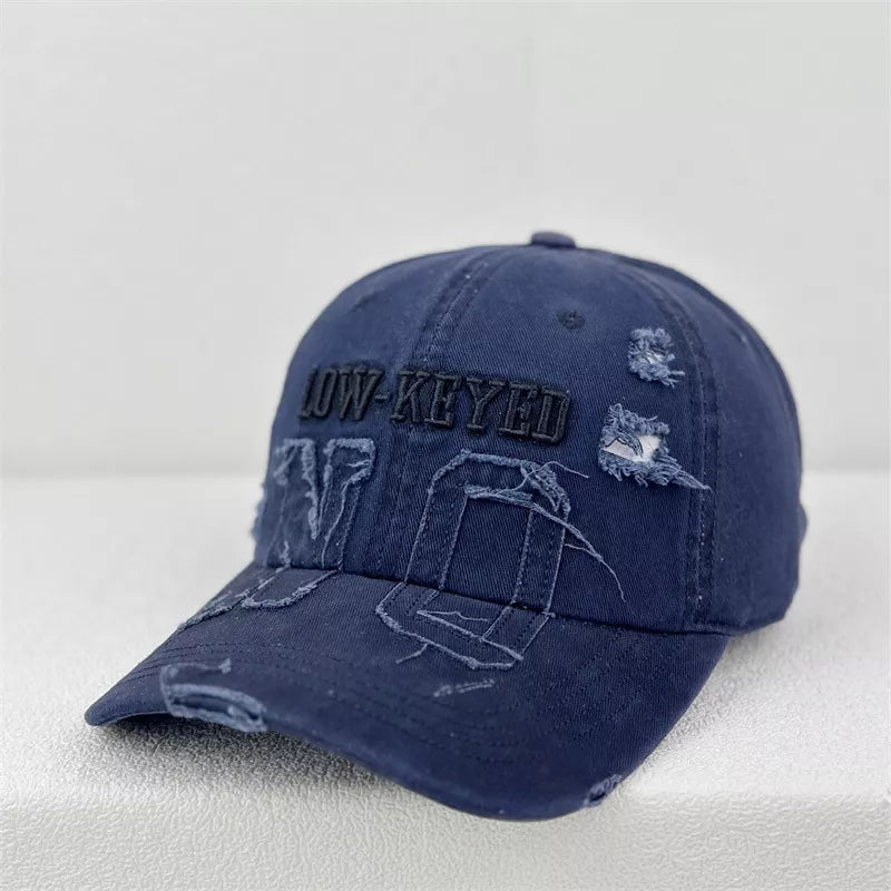 Low-keyed Distressed Cotton Baseball Cap