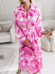 Long Sleeve Maxi Shirt Dress in Pastel Blue, side view