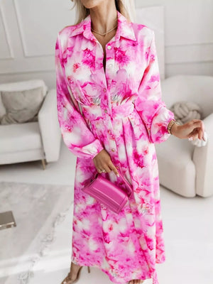 Long Sleeve Maxi Shirt Dress in Pastel Blue, side view