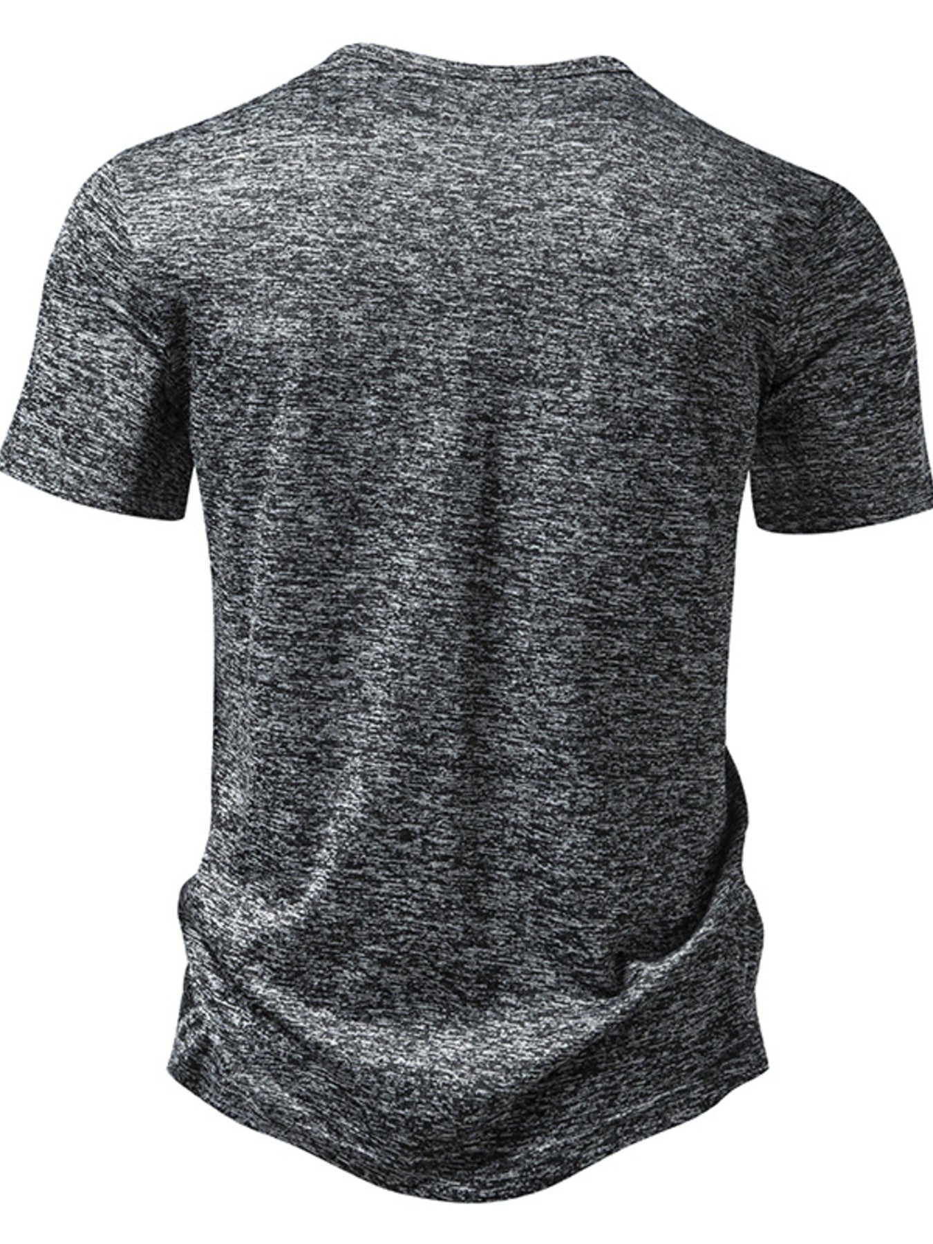 Men's dark gray mélange cotton tee with short sleeves and curved hem