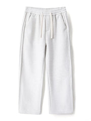 Light Gray relaxed fit men's sweatpants with drawstring and side stripe detail.