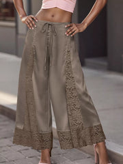 Lace Trim Wide-leg Cropped Pants