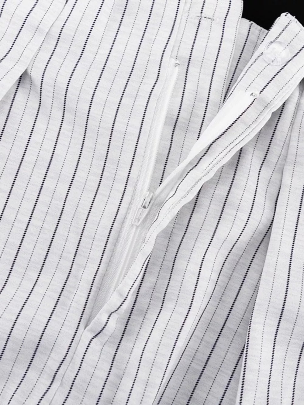 Pinstripe Cropped Blazer And Pleated Shorts Set in Light Gray, view 13