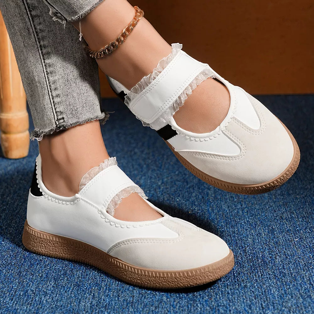 Round Toe Slip-ons in Black, side view