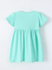 Children's Bunny Print Button Detail Dress, back view