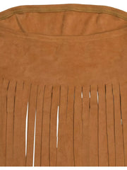 Caramel suede tube top with bohemian fringe detail