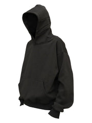 Black oversized slouch hoodie with kangaroo pocket and drawstring hood