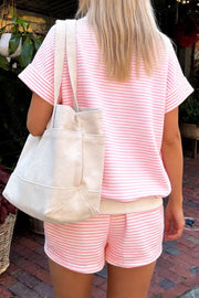 Slightly Stretchy Striped Two-piece Set