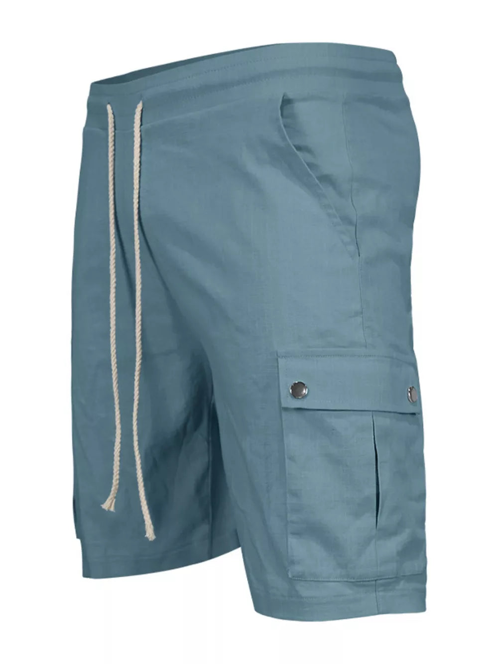 Men's Full Size Drawstring Casual Cargo Shorts in Light Gray, model styling view