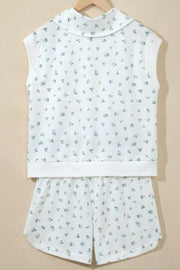 Floral Print Two-piece Set With Zipper