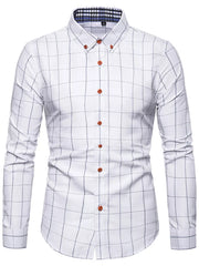 Men's Plus Size Classic Plaid Button-down Shirt, close-up detail