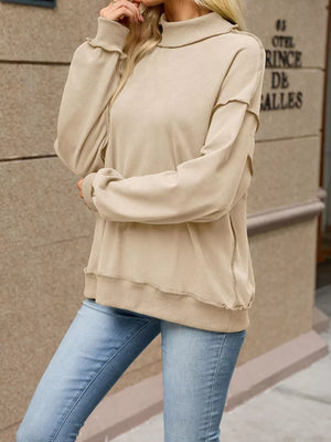 olive green loose sweatshirt with crew neck