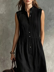 Sleeveless Button Front Midi Dress Plus Size, model styling view