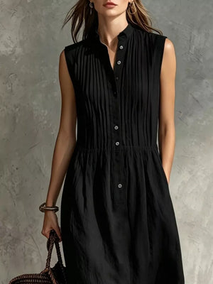 Sleeveless Button Front Midi Dress Plus Size, model styling view