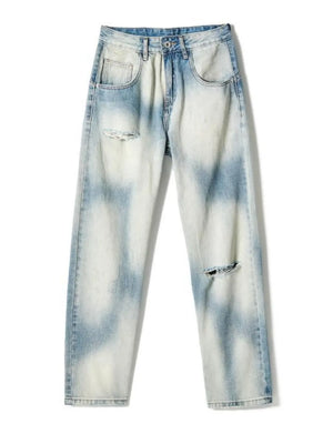Men's Distressed Relaxed Fit Jeans in Light, back view