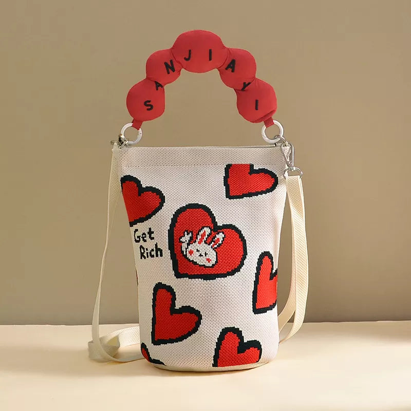 Cartoon Bucket Crossbody Bag, model styling view
