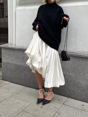 Elegant Satin Flowy Maxi Skirt