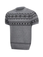 Men's Short-sleeve Fair Isle Knit Top in Grey, side view