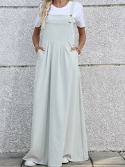 Pleated Detail Overall Dress in Grey, front view