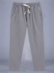 Men's Plus Size Drawstring Loose Fit Pants in White, back view