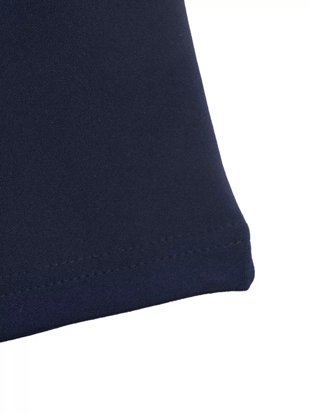 Contrast Collar Long Sleeve Top in Dark Blue, fit detail