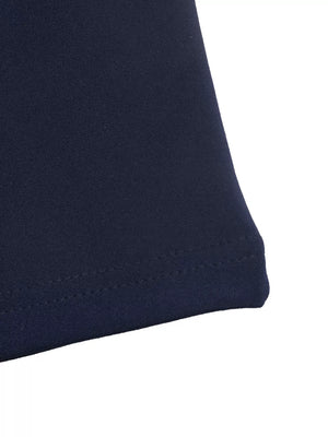 Contrast Collar Long Sleeve Top in Dark Blue, fit detail