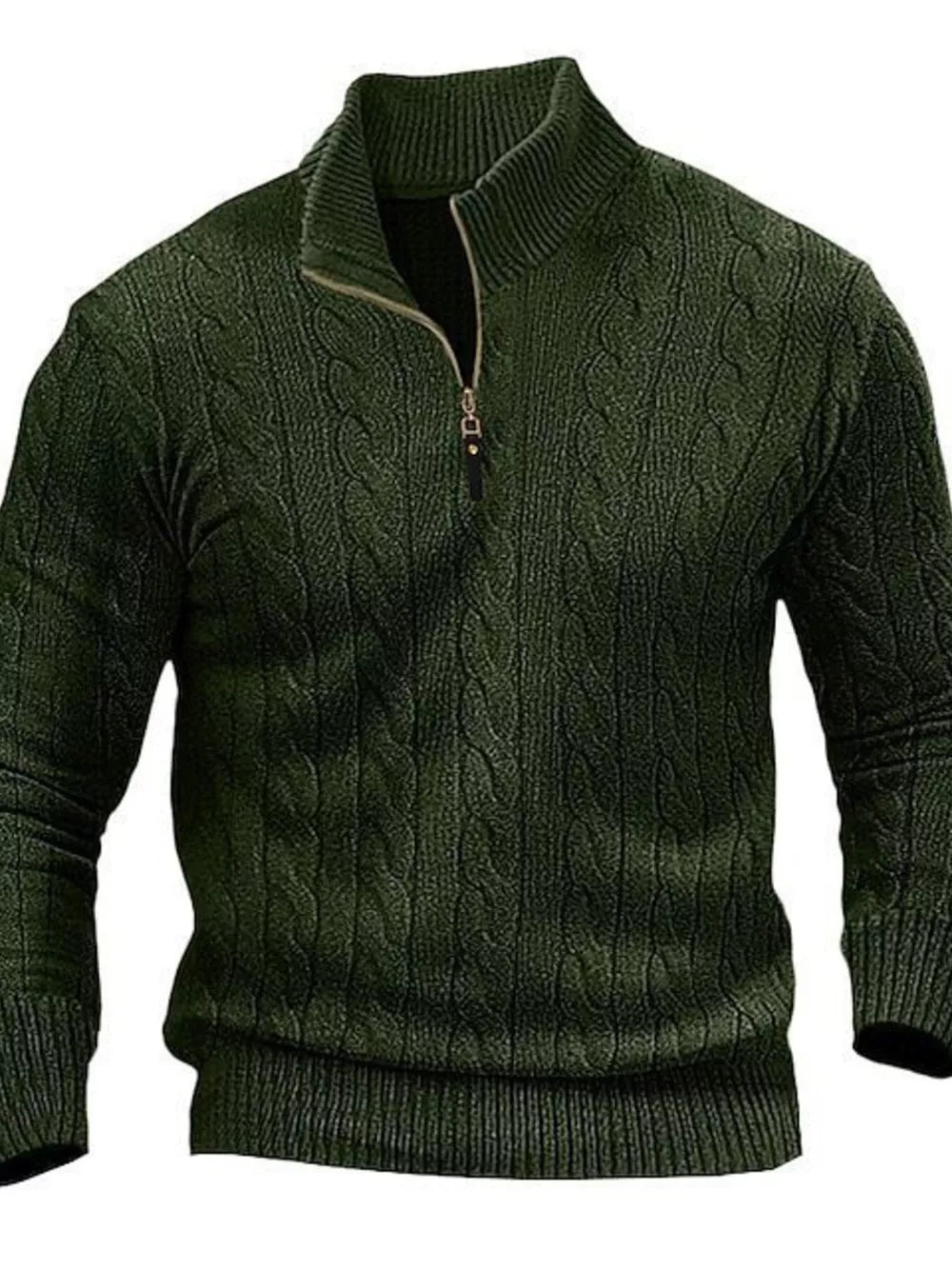 Men's Cable Knit Half-zip Sweater Plus Size in Black, back view