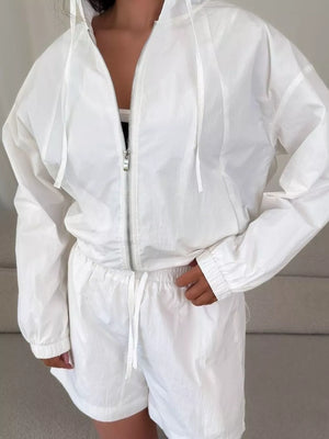Lightweight Hooded Jacket And Shorts Set, model styling view