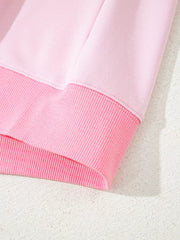 2-tone Color Block Patchwork Sweatshirt in Pink, product detail